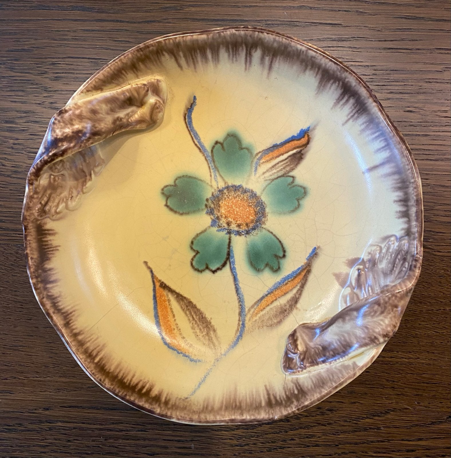 Elsterwerda Art Deco Keramieken Schaal met Bloemmotief, Ophalen of Verzenden
