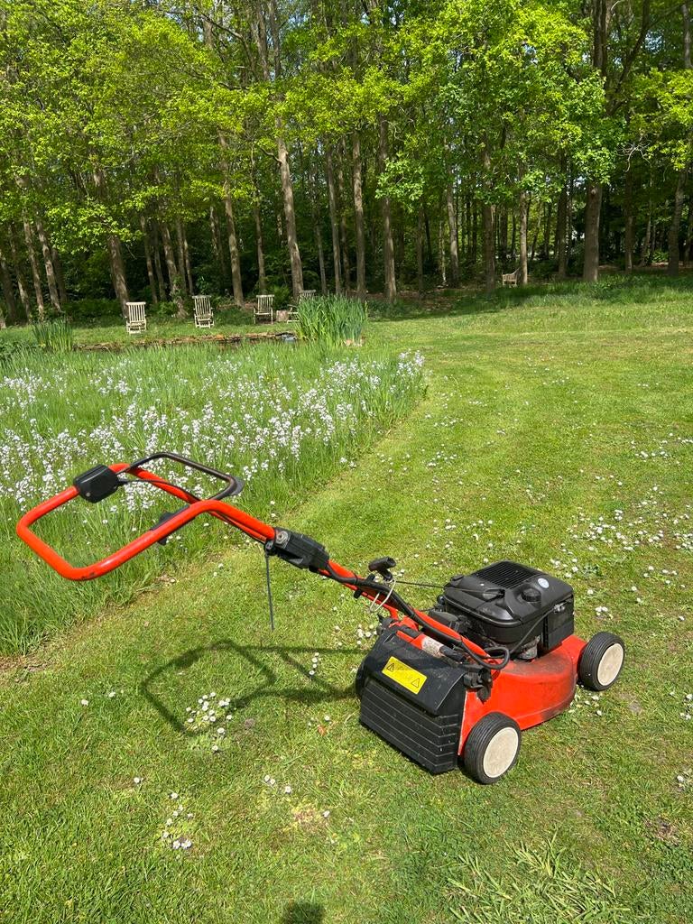 Sabo Benzine Grasmaaier - Krachtig en Betrouwbaar, Cirkelmaaier, Gebruikt, Ophalen of Verzenden, Opvangbak