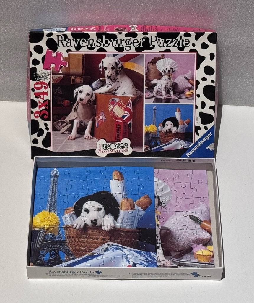 🦴 2x puzzels -  101 + 102 Dalmatiers - 3x 49 st + 60 st 🐾, Ophalen, Minder dan 500 stukjes, Gebruikt, Legpuzzel