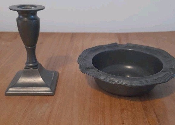 Vintage tinnen kandelaar van Daalderop, Ophalen of Verzenden, Overige materialen