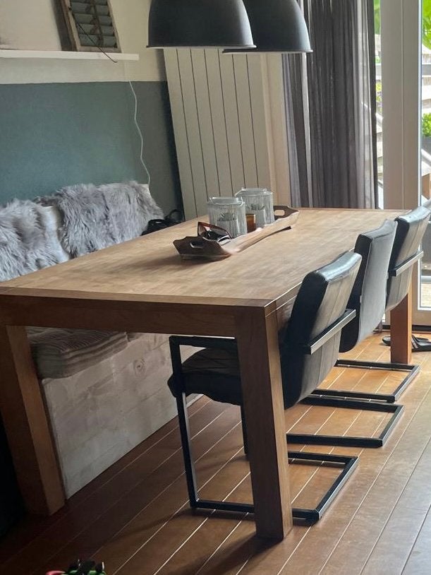 Eettafel teak, Ophalen, Gebruikt, 200 cm of meer, 50 tot 100 cm