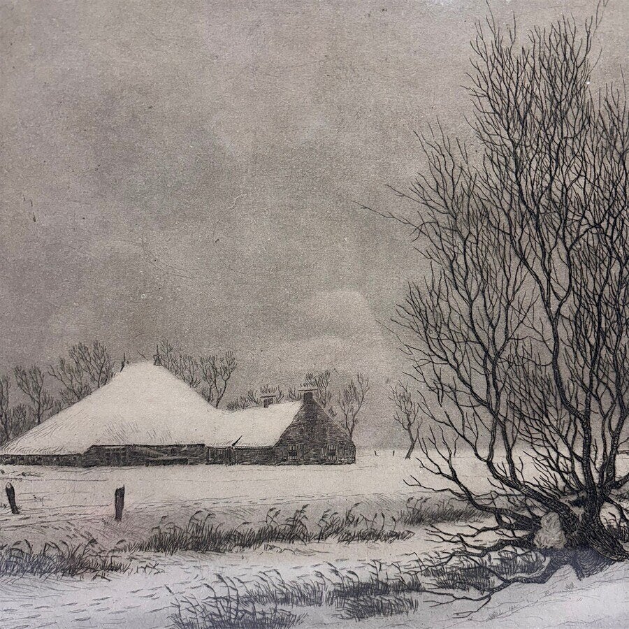 Hollandse School 20e eeuw - ‘Snie bedobbe’, Antiek en Kunst, Kunst | Schilderijen | Klassiek, Ophalen of Verzenden