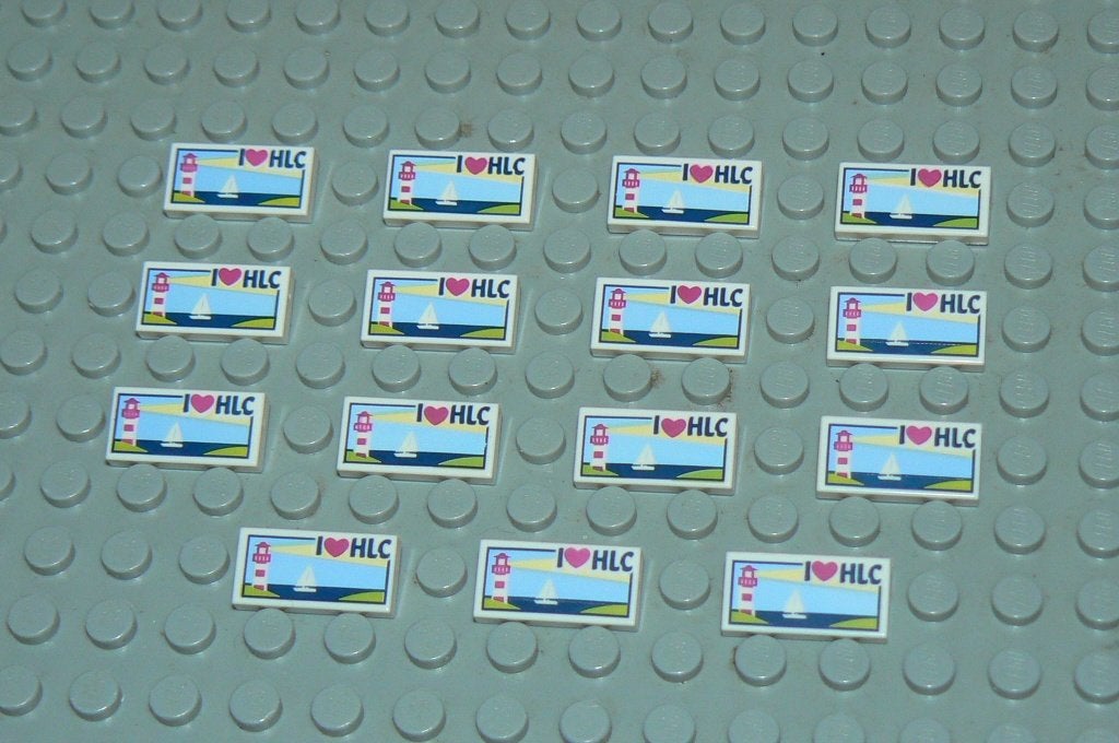 L1100 Tegels 1x2 opdruk zijlboot en 'I hart HLC' wit 15 st., Ophalen of Verzenden, Nieuw, Losse stenen, Lego