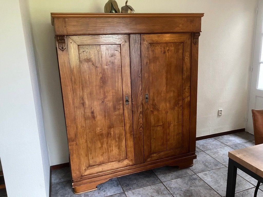 Antieke kast zonder schroeven met 4 legplanken., Ophalen, Gebruikt