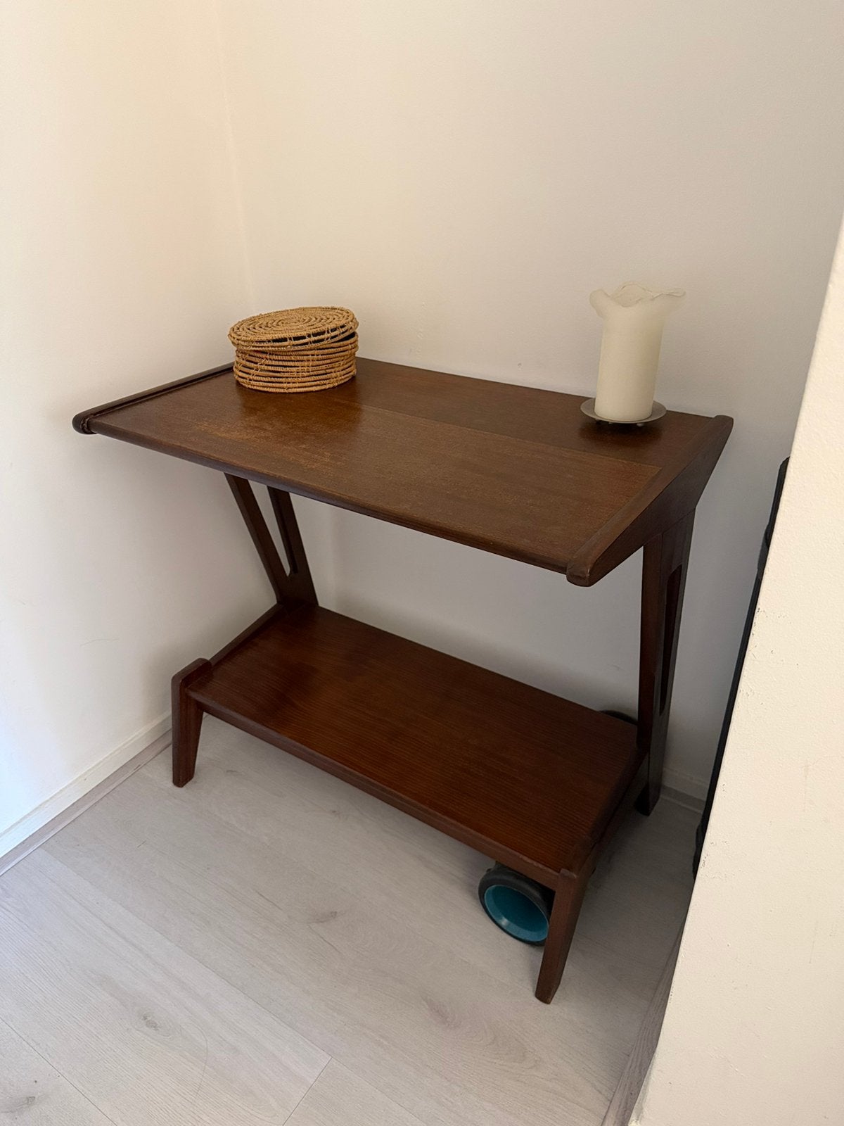 Vintage houten tafeltje, Ophalen, Gebruikt, 50 tot 100 cm, Overige vormen