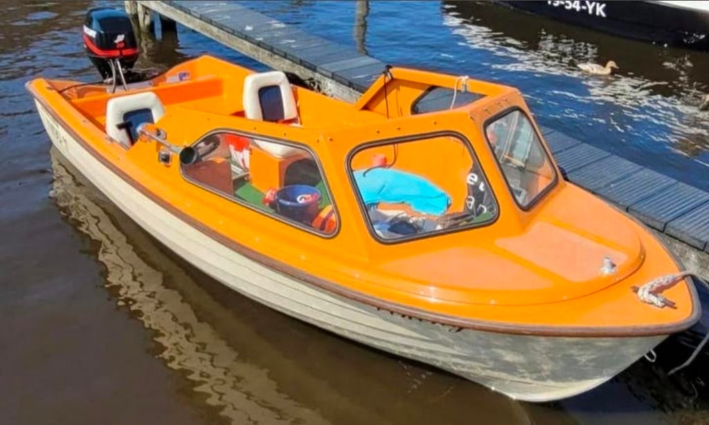 Askeladden stevige snelle toerboot, oranje/wit, 4.85m, Watersport en Boten, Motorboten en Motorjachten, Ophalen of Verzenden, Gebruikt