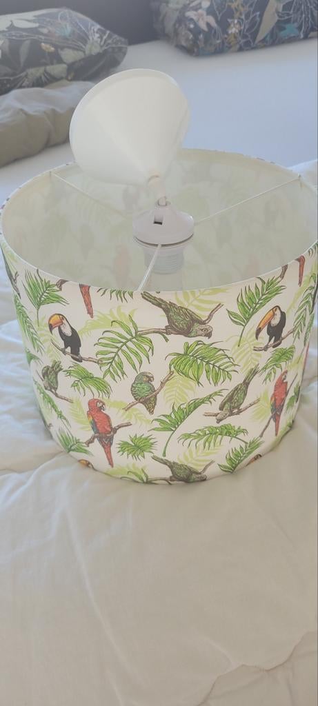 Hanglamp met toekan en papegaai print, Ophalen, Gebruikt, Tropisch, Speels, Kinderkamer, Stof