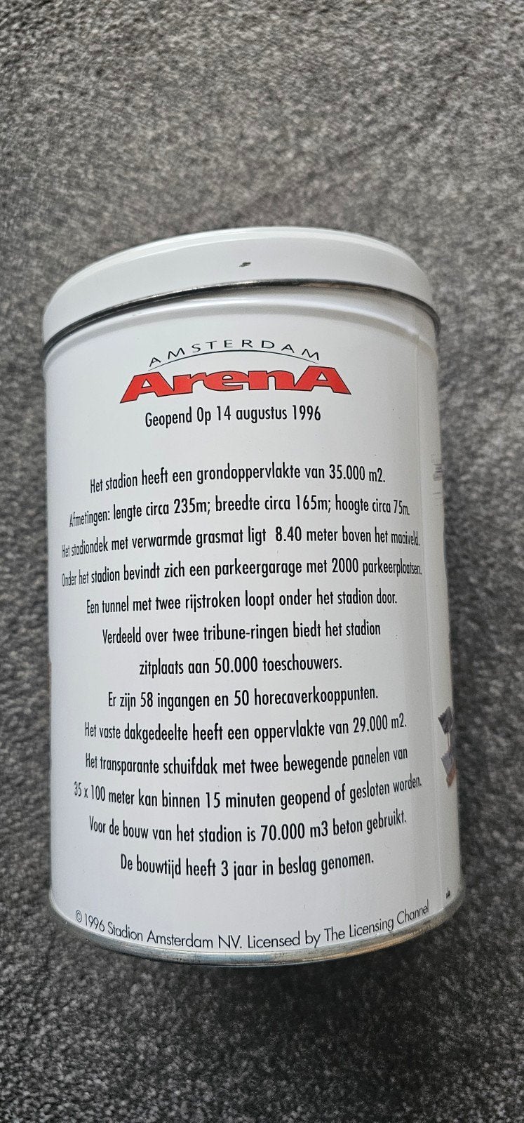 Vintage Amsterdam Arena blik - Geopend 14 augustus 1996, Ophalen of Verzenden