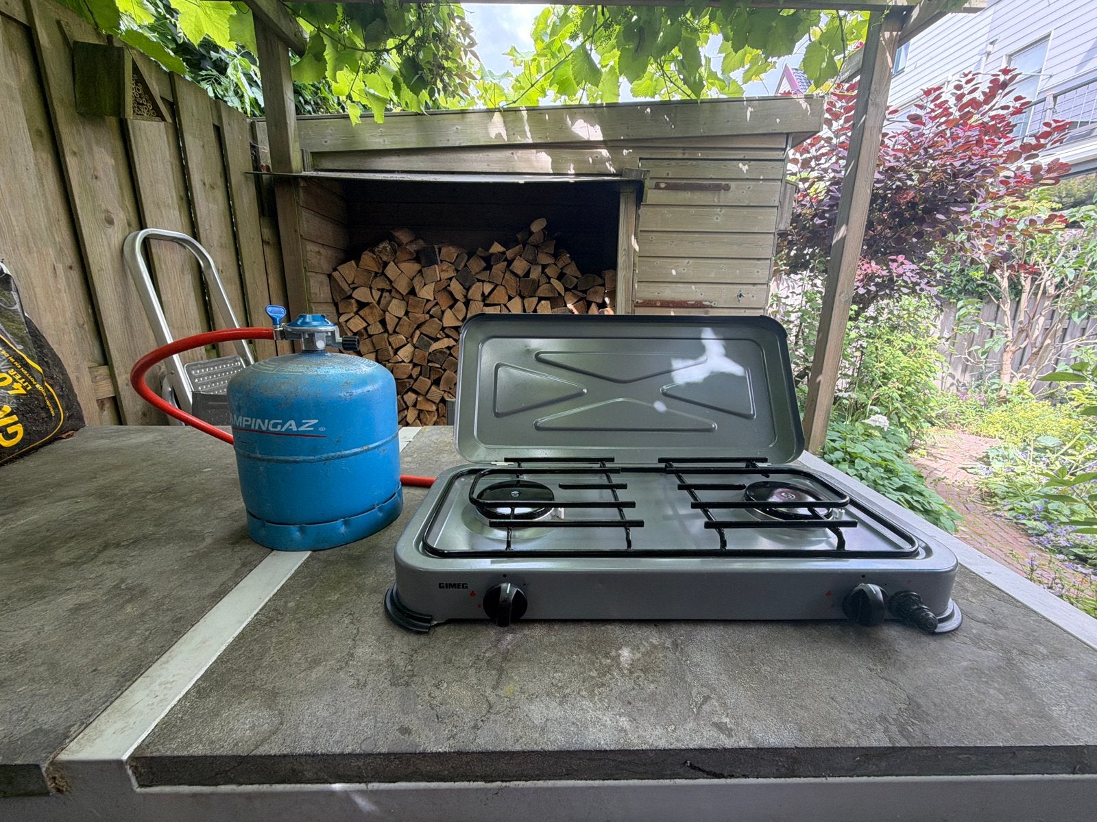 Campingaz gasfornuis met gastank (half gevuld), Ophalen, Zo goed als nieuw