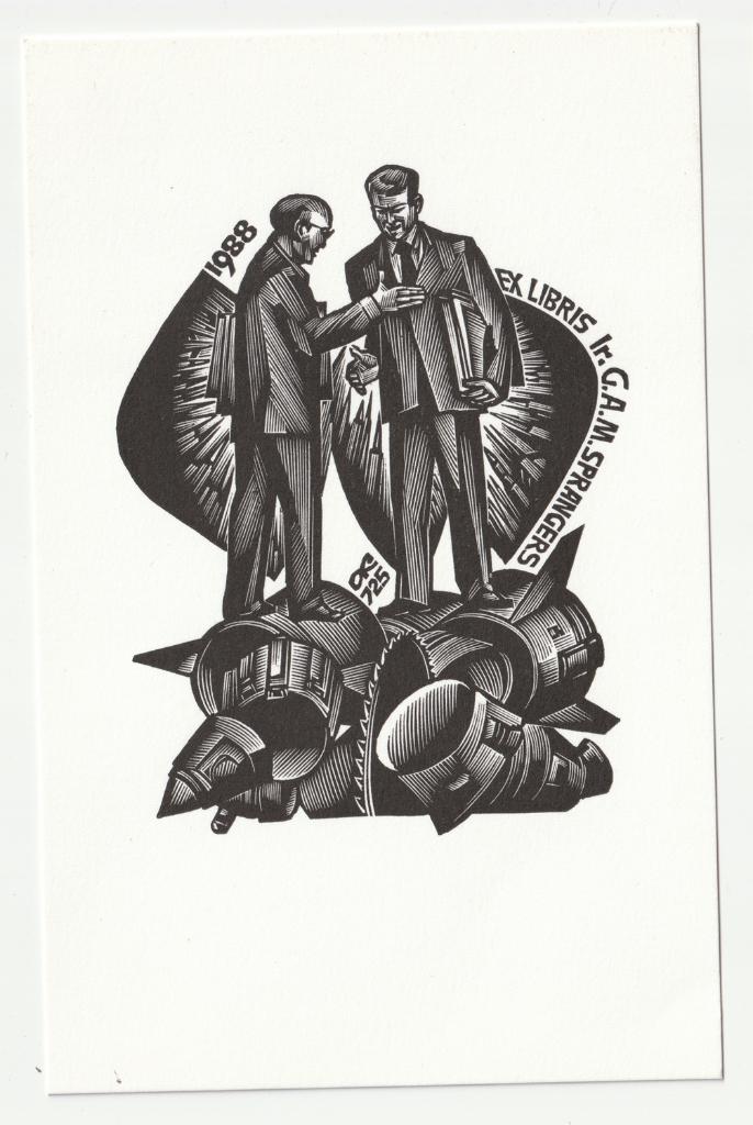 Anatoli Kalashnikov Ex Libris G.A.M. Sprangers 1988, Verzenden