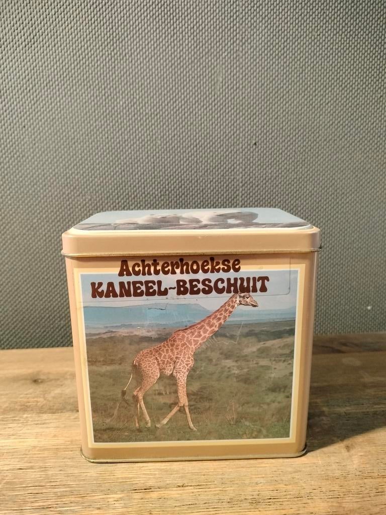 Voorraadblik Achterhoekse Kaneel-Beschuit met dierenprint, Verzamelen, Blikken, Ophalen of Verzenden, Gebruikt, Beschuit, Overige merken