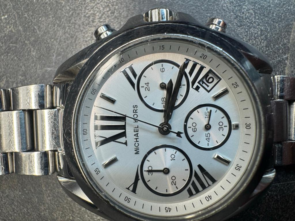 Michael Kors MK6174 Bradshaw Mini Dames Horloge Zilver, Overige merken, Staal, Gebruikt, Staal