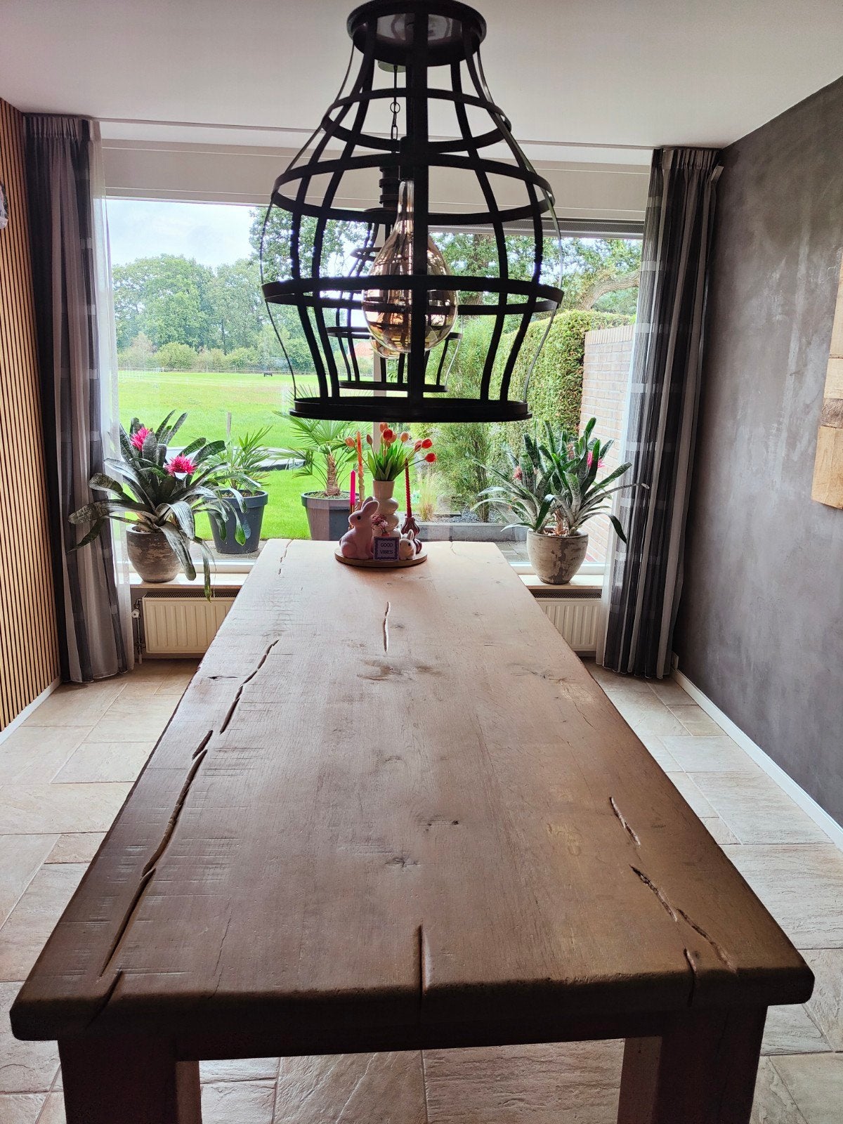 Massief eiken eettafel 260cm (optioneel met 6 stoelen), Huis en Inrichting, Ophalen, Robuust, landelijk, industrieel, stoer, sober