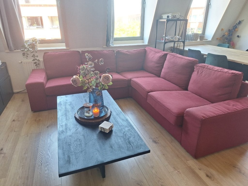 IKEA KIVIK 4-zits hoekbank - rood, Huis en Inrichting, Ophalen, 250 tot 300 cm, Gebruikt, Hoekbank
