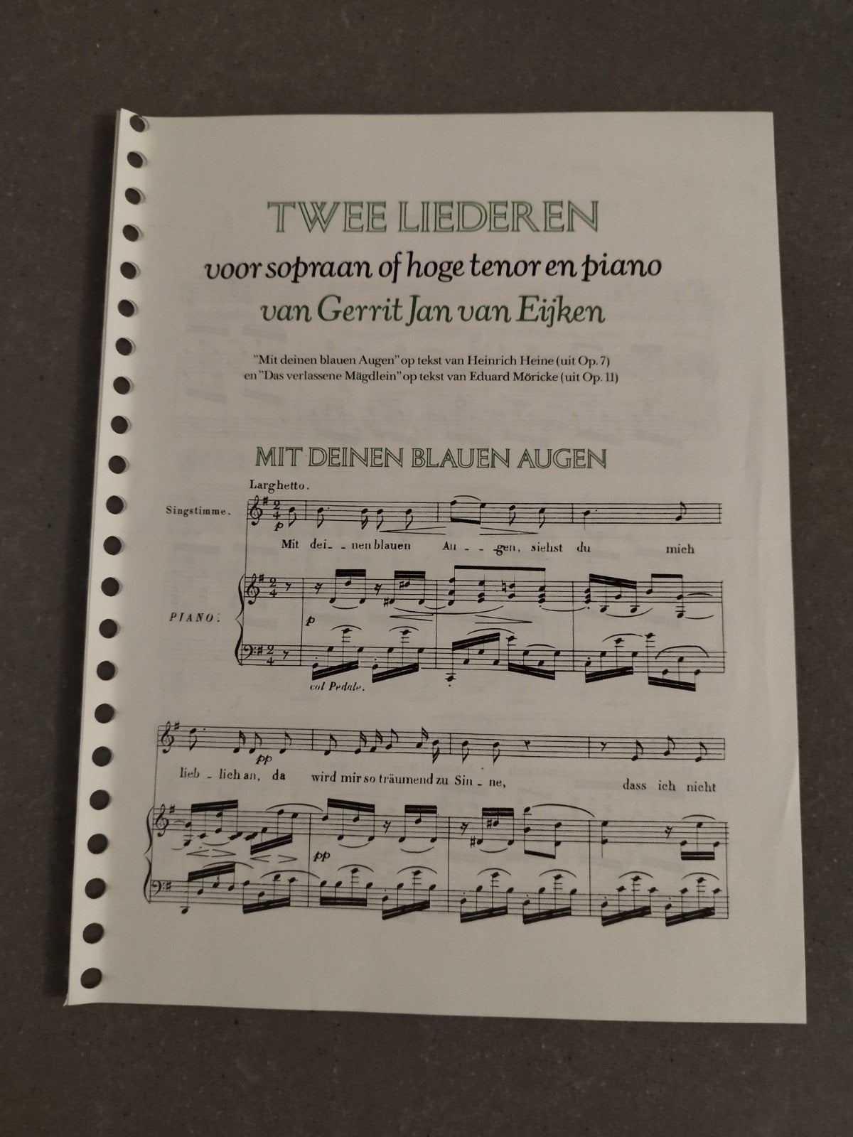 Bladmuziek - twee liederen Gerrit Jan van Eijken, Ophalen of Verzenden