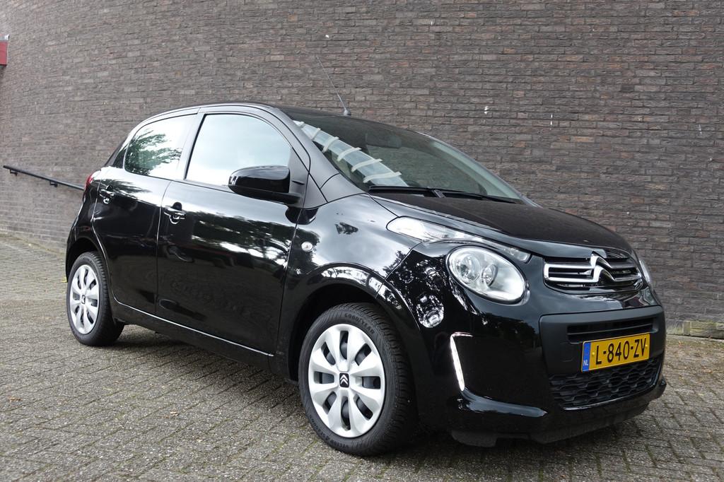 Citroën C1 1.0 VTi Feel, zwart, 5 deurs, airco, camera, zwa, Voorwielaandrijving, Gebruikt, Euro 6, Met garantie (alle)
