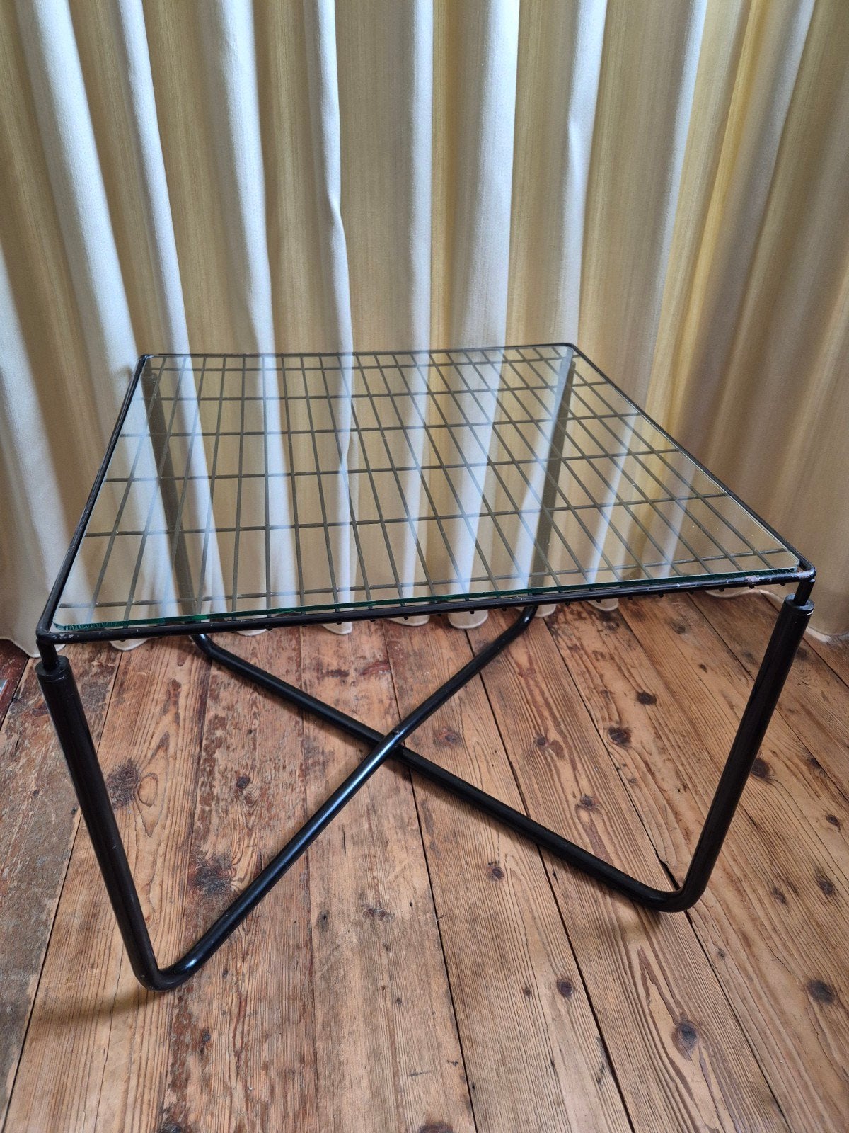 vintage draadstaal design salontafel niels gammelgaard, Minder dan 55 cm, Gebruikt, Vierkant, Ophalen