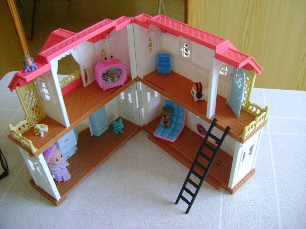 speelhuis openklapbaar 2openslaande deuren licht en deurbel, Ophalen of Verzenden, Gebruikt, Poppenhuis