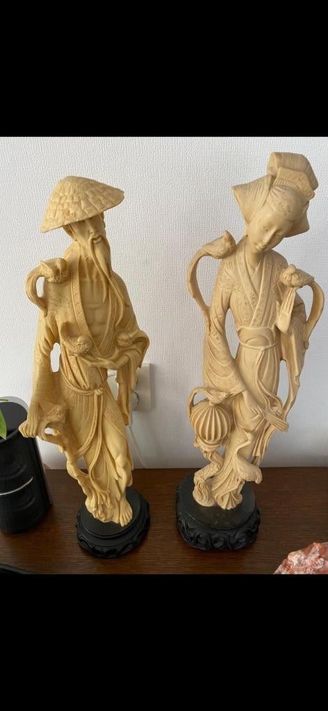 2 ivorine beelden, Ophalen of Verzenden, Zo goed als nieuw