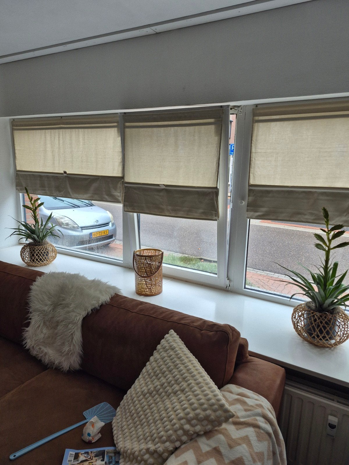 IKEA RINGBLOMMA Vouwgordijnen Beige - 3 stuks, Huis en Inrichting, Stoffering | Gordijnen en Lamellen, Beige, Ophalen of Verzenden