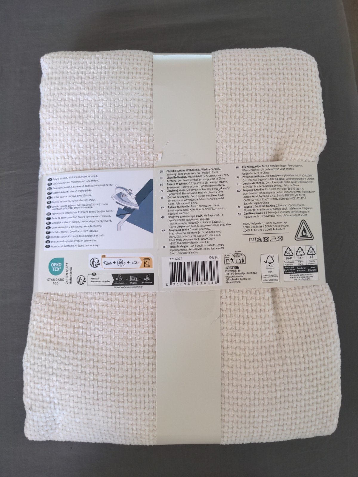 Deels verduisterende chenille gordijnen van Action, Overige merken, Nieuw, Ophalen of Verzenden, Met ringen
