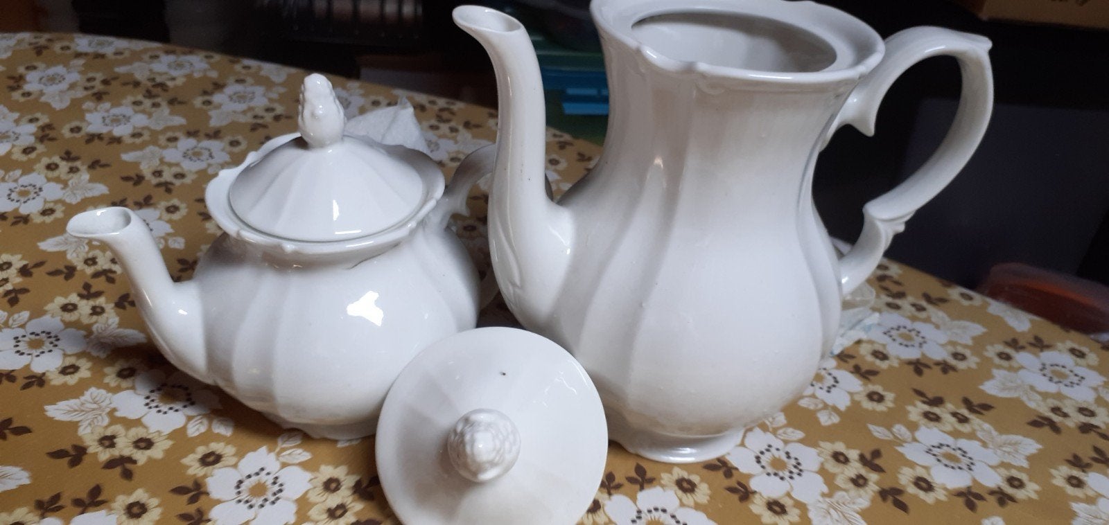 Porseleinen thee en koffie potten wit, Ophalen, Kan, Zo goed als nieuw, Overige stijlen