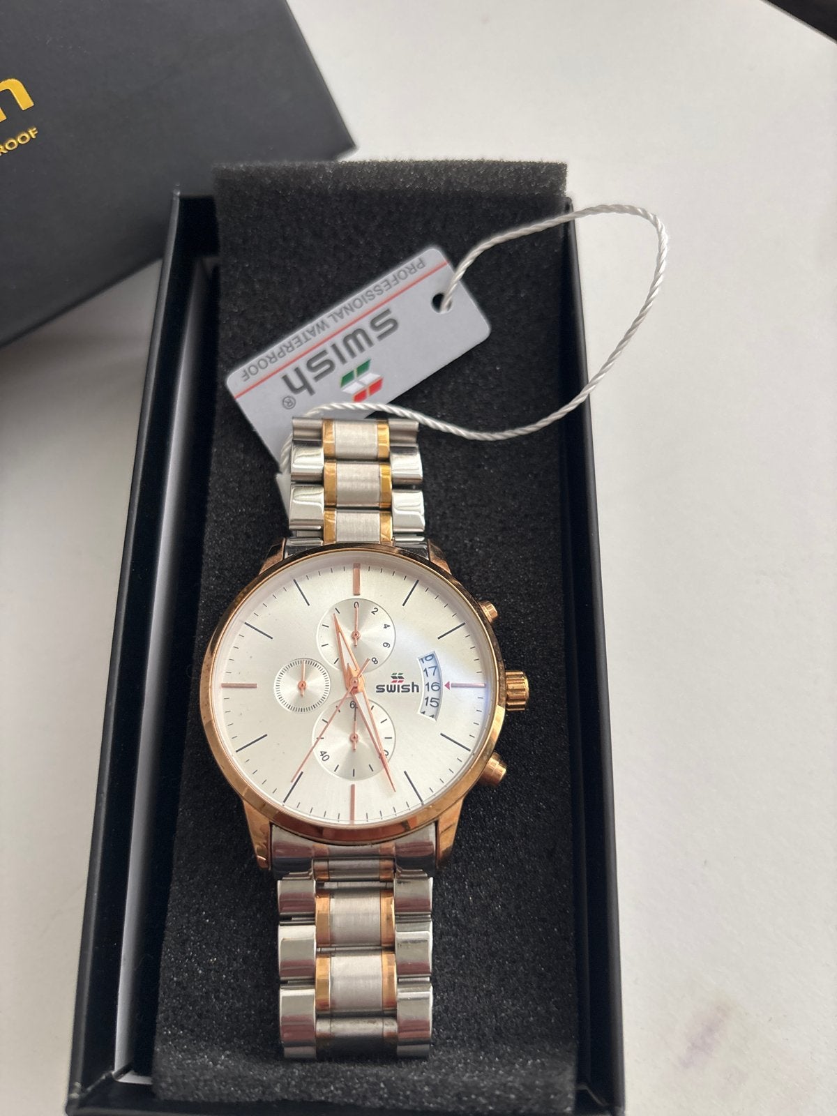 Stijlvol Swish Herenhorloge, Overige merken, Staal, Gebruikt, Staal