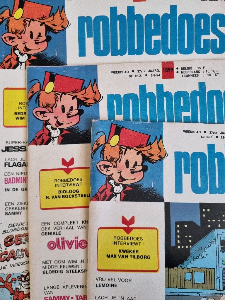 Robbedoes tijdschriften nrs 1796 t/m 2049 (1972-1977), Boeken, Stripboeken, Meerdere stripboeken, Ophalen, Gelezen