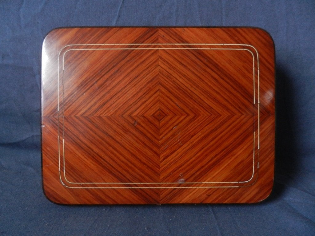 Pallisander doos voor lepels en theezeef, z. inhoud, ca 1920, Ophalen of Verzenden