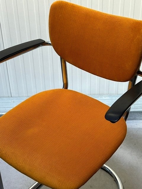 De Wit 3011 sledestoel vintage eetkamerstoel retro geel, Gebruikt, Overige kleuren, ., Overige materialen