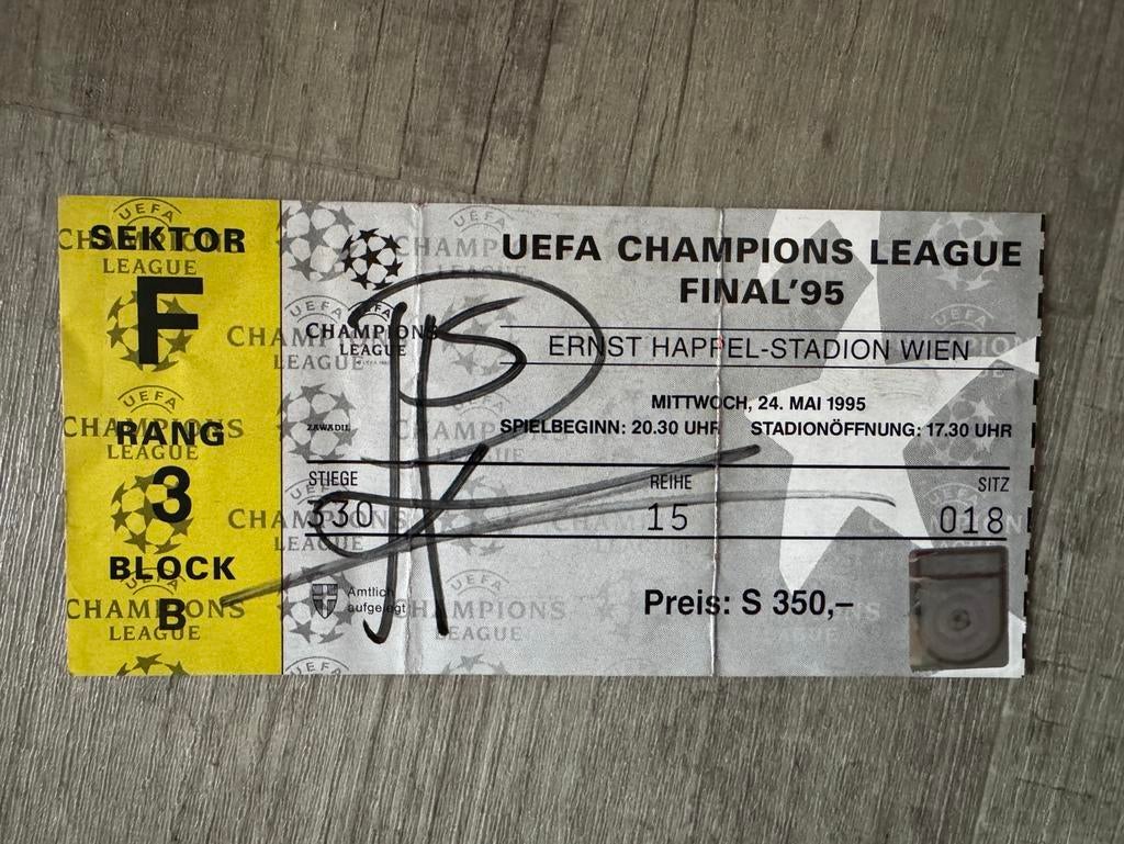 Origineel ticket Champions League-finale 1995, Ajax-AC Milan, Tickets en Kaartjes, Losse kaart, Eén persoon, Europa of Champions League