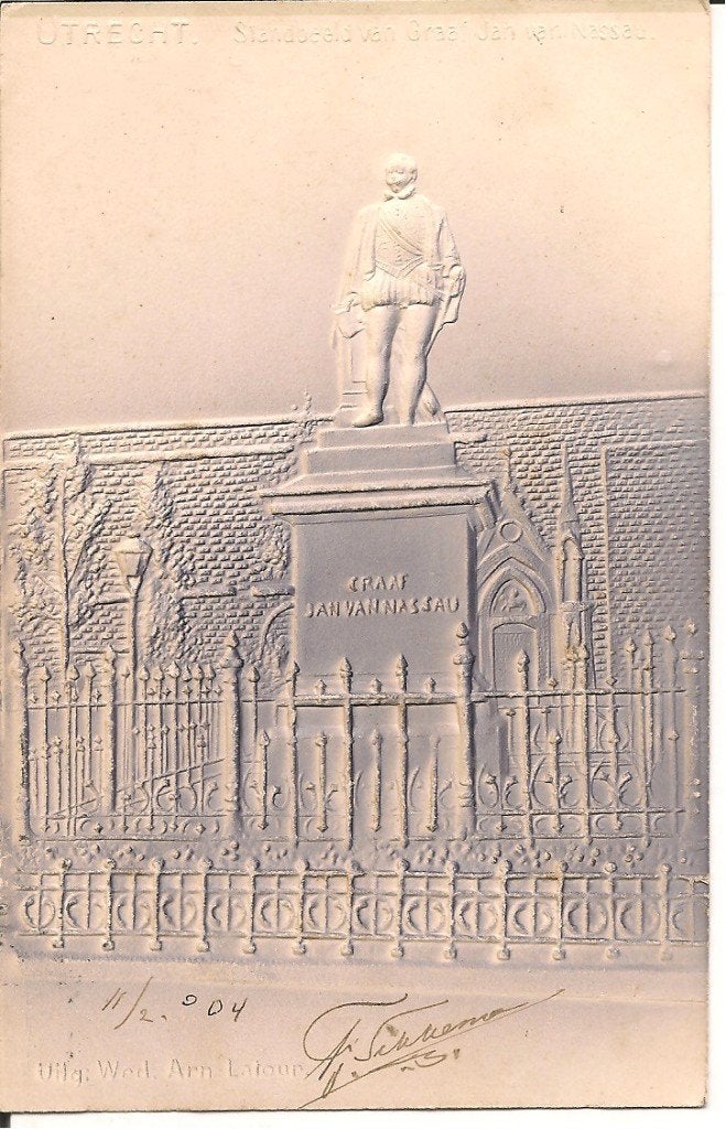 Ansichtkaart Utrecht Standbeeld Graaf Jan van Nassau 1904, Ophalen of Verzenden, Voor 1920, Gelopen, Utrecht