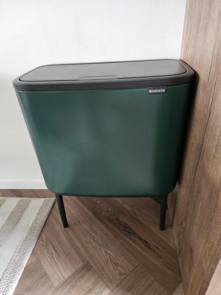 Brabantia Bo Touch Bin afvalbak groen/zwart – 3 vakken – zee, Ophalen, 50 tot 75 cm, 40 liter of meer, Zo goed als nieuw