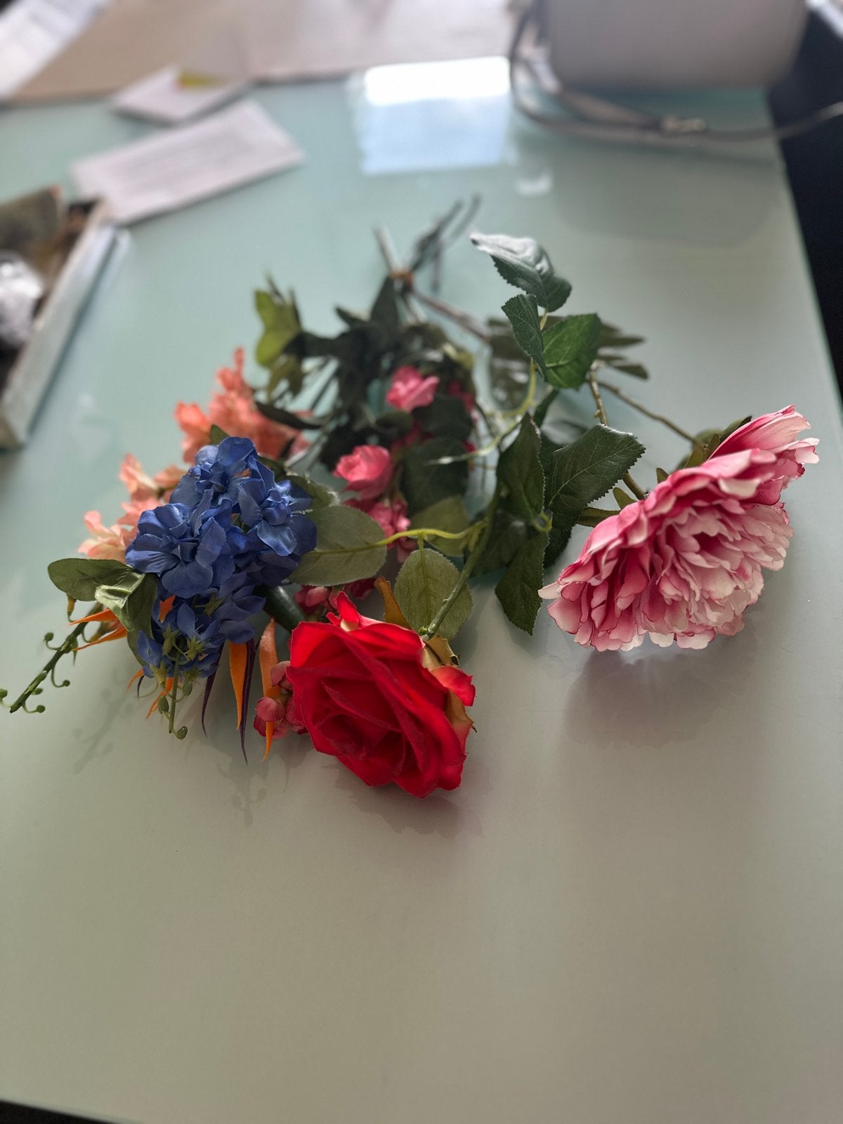 Boeketje kunstbloemen - Diverse kleuren, Binnen, Nieuw, Textiel, Ophalen of Verzenden