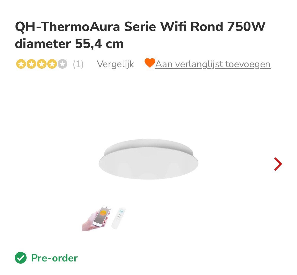 Infra rood plafondverwarming 750W, Ophalen of Verzenden, Nieuw