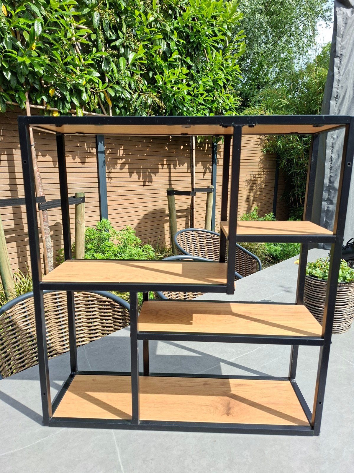 Industrieel wandrek Jaxx zwart/naturel - Leen Bakker, Met plank(en), 50 tot 100 cm, Zo goed als nieuw, Minder dan 25 cm