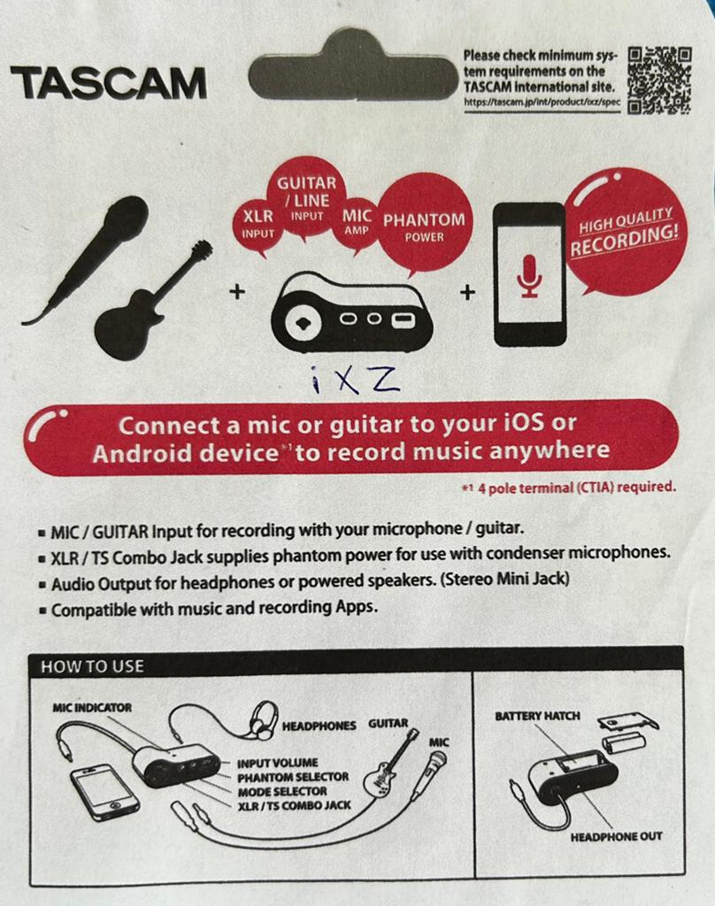 Gitaar en Microfoon converter fabrikaat Tascam, Ophalen of Verzenden, Gebruikt