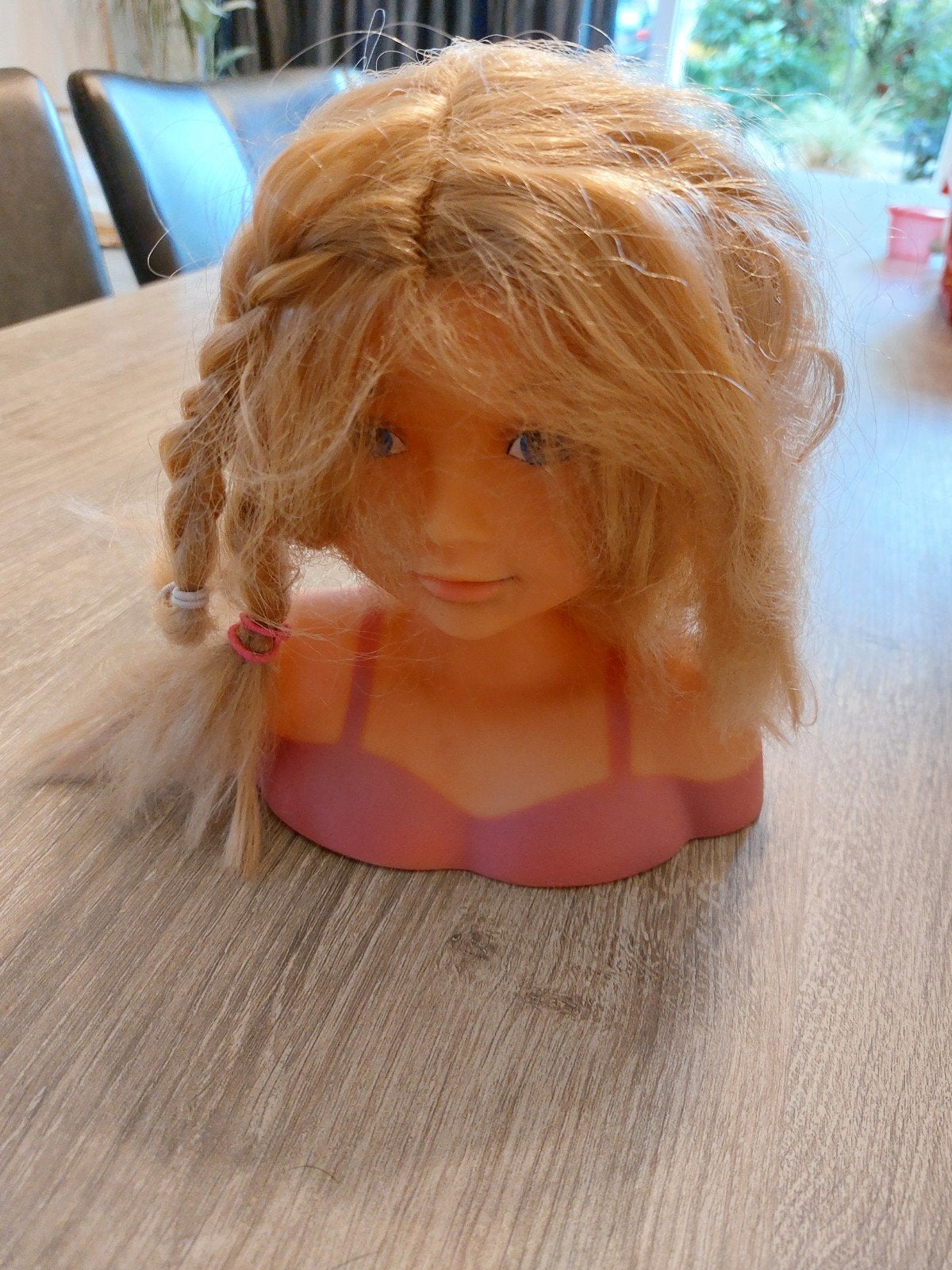 Oefenhoofd met blond haar voor poppenkapsels, Ophalen of Verzenden, Gebruikt, Overige typen