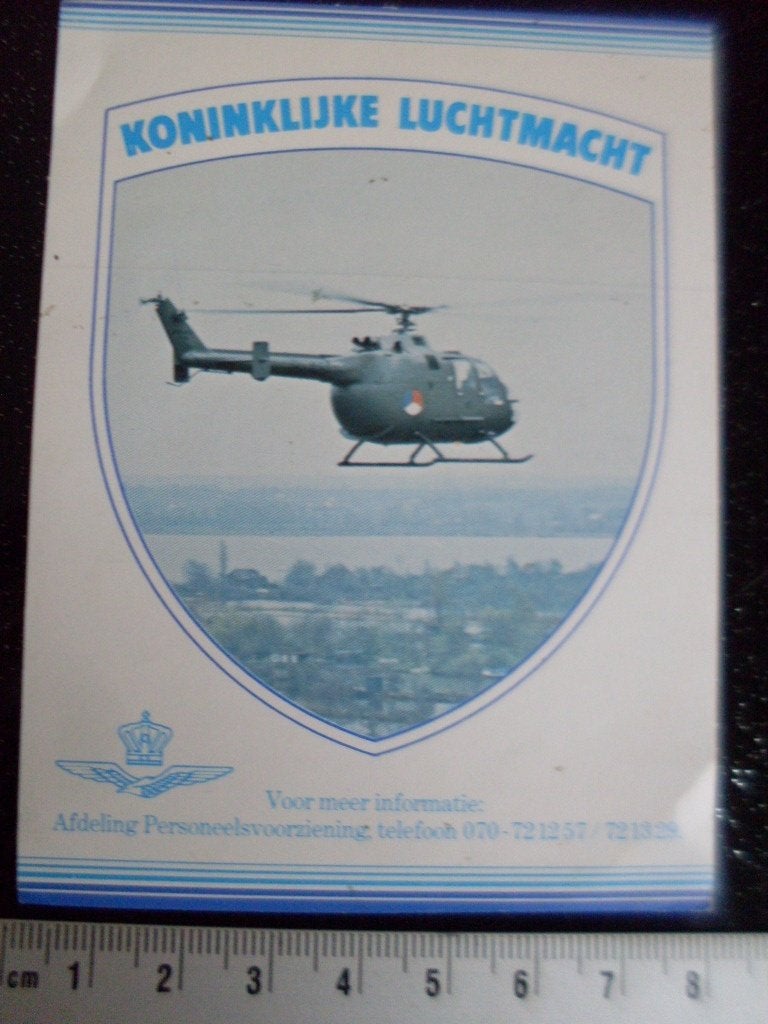 sticker koninklijke luchtmacht personeel helikopter leger, Verzenden, Zo goed als nieuw, Bedrijf of Vereniging