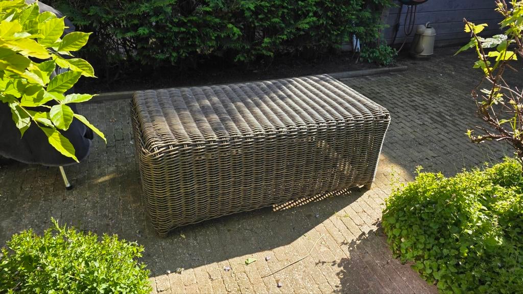 Salontafel wicker rotan look 110x60x40 cm, Tuin en Terras, Tuintafels, Ophalen, Gebruikt, Rechthoekig, Wicker