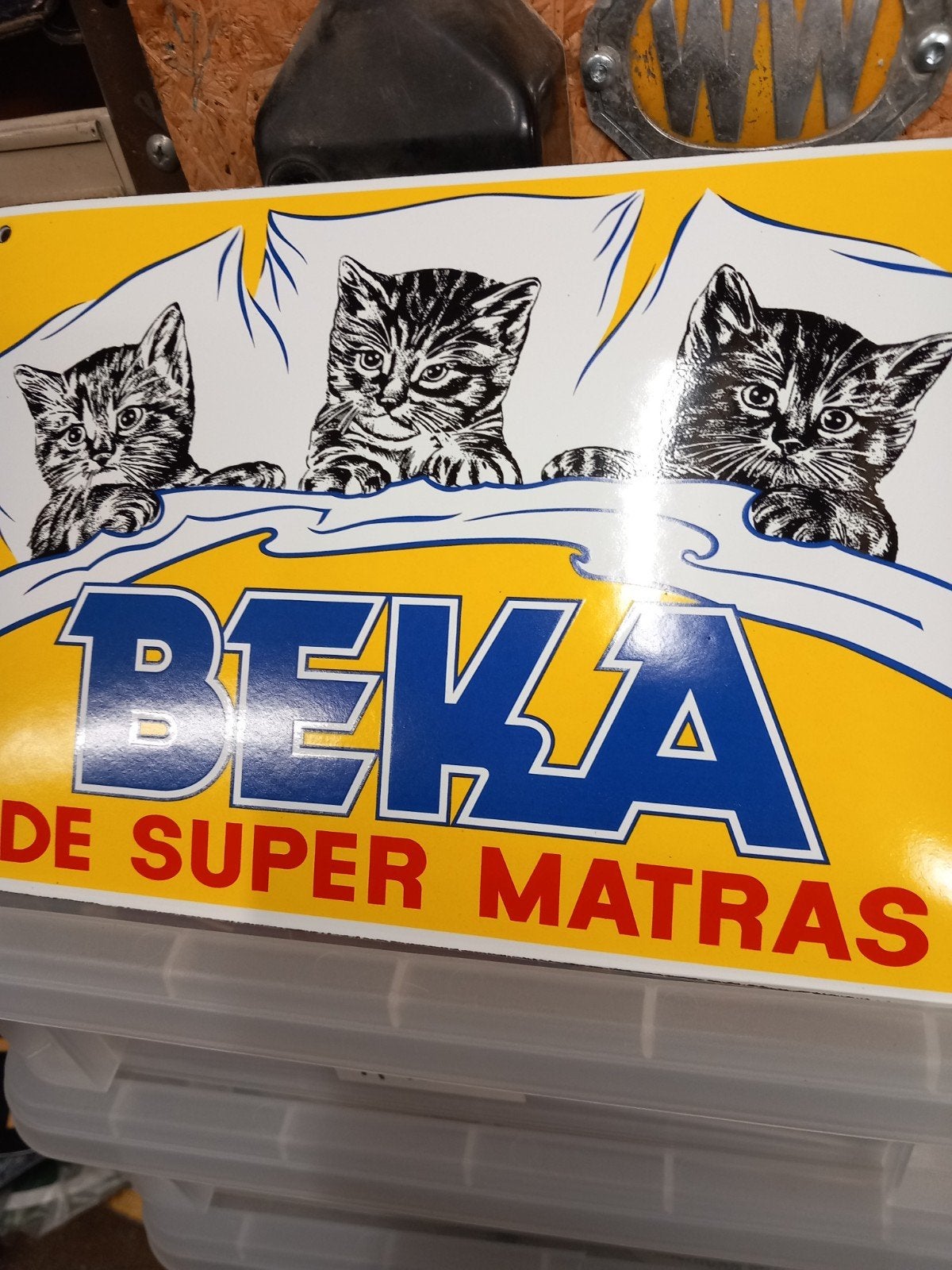 Super mooi emaile bordje  30x21cm  Beka Super  matras, Ophalen of Verzenden, Zo goed als nieuw, Reclamebord