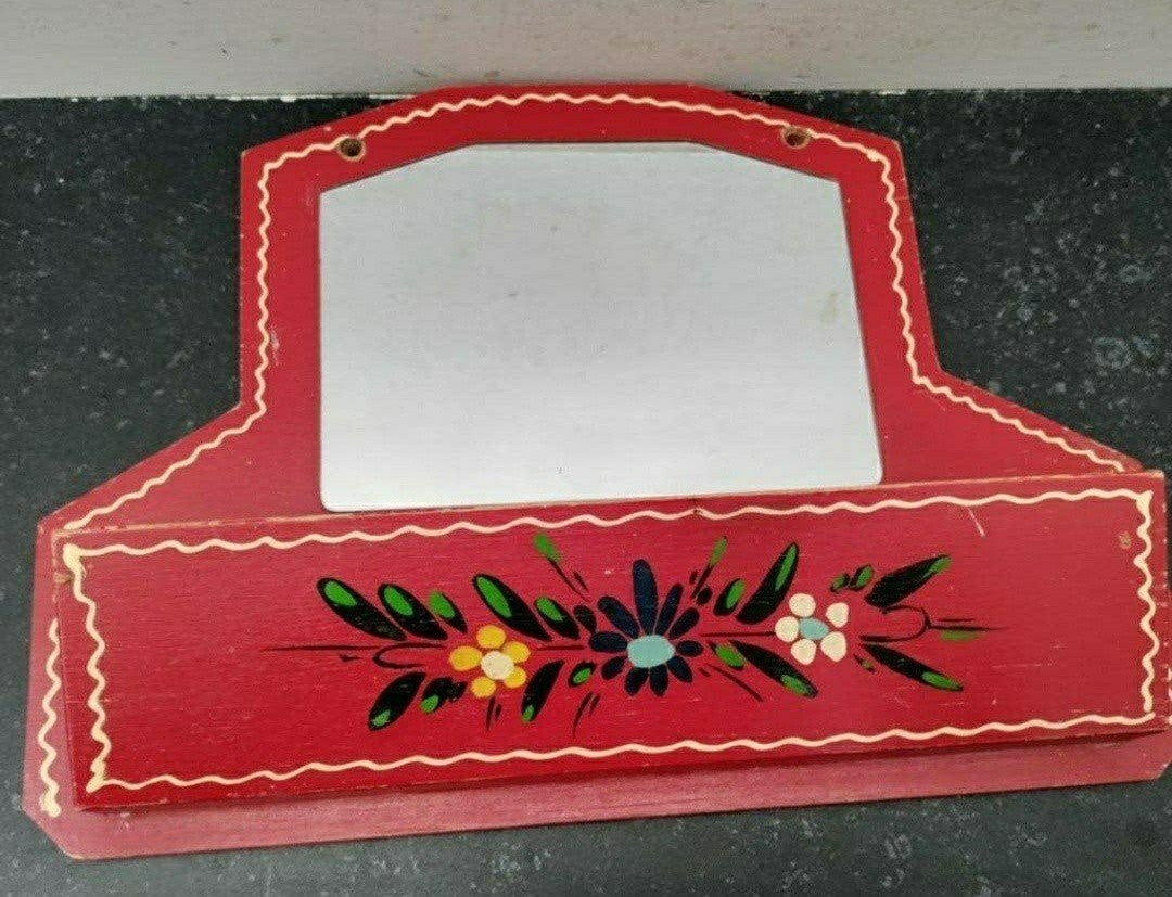 Wandspiegel,Wand,Rood,Glas,Post,Kammen,Hindelopen,bloemen, Ophalen of Verzenden, Rechthoekig, Minder dan 50 cm, Minder dan 100 cm