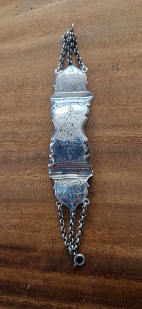 Zilveren Armband boekenslot + schaartje., Antiek en Kunst, Ophalen of Verzenden, Zilver