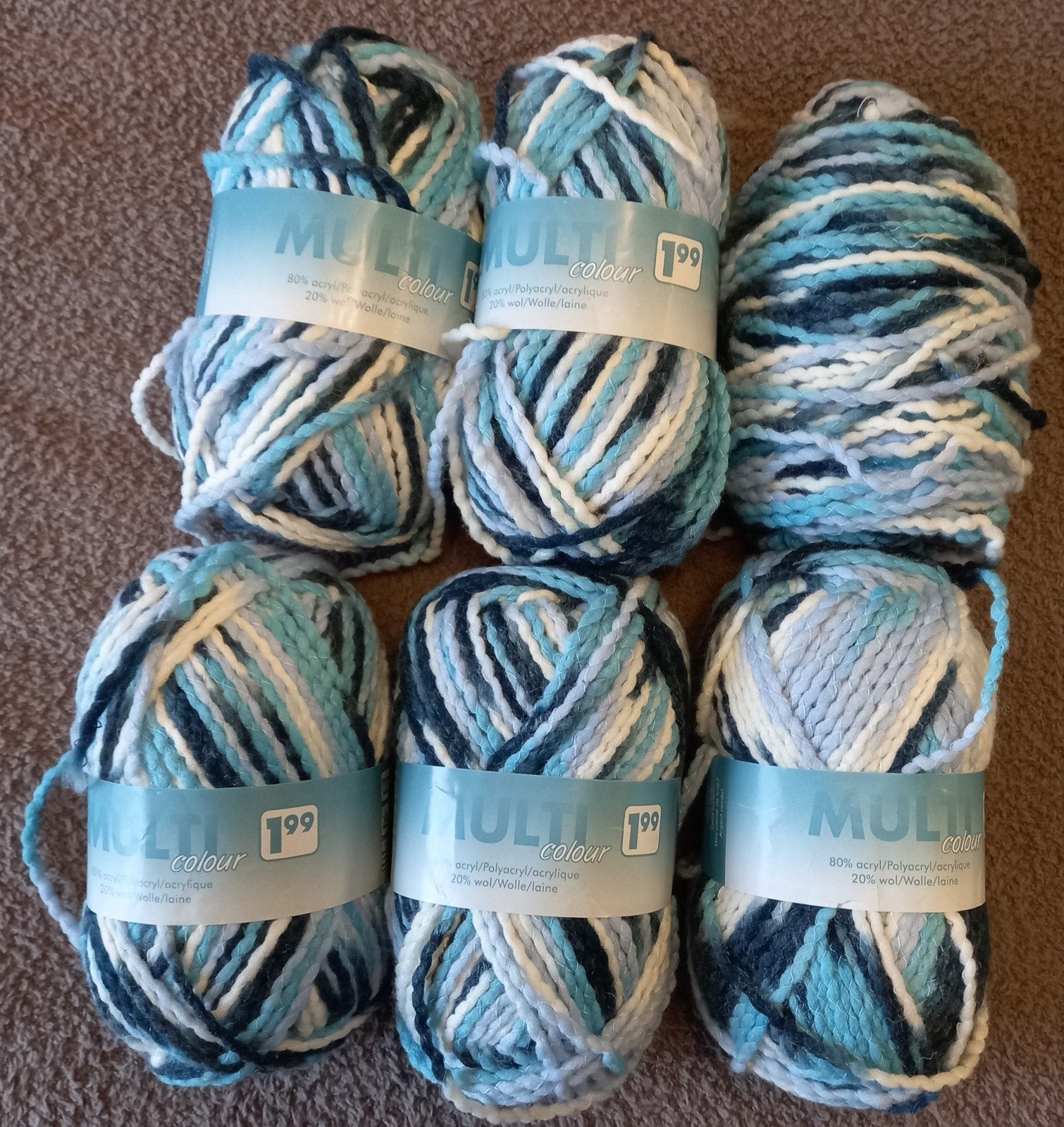 6 x 100 gram multi color van zeeman., Ophalen, Nieuw, Breien of Haken, Wol of Garen