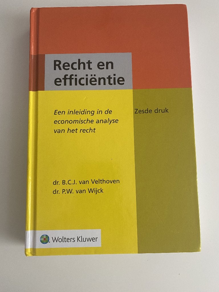 Recht en efficiëntie - Economische analyse van het recht, Ophalen of Verzenden, Dr. B.C.J. van Velthoven, dr. P.W. van Wijck, Gamma