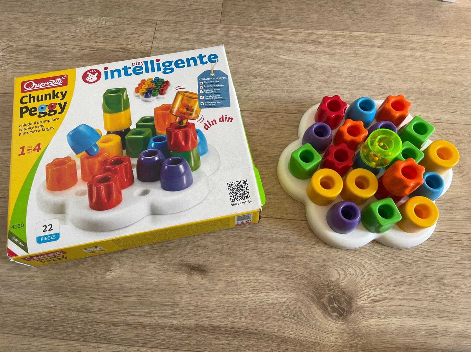 Quercetti Chunky Peggy - Stapel- en insteekspel, Ophalen of Verzenden, Zo goed als nieuw, Overige typen