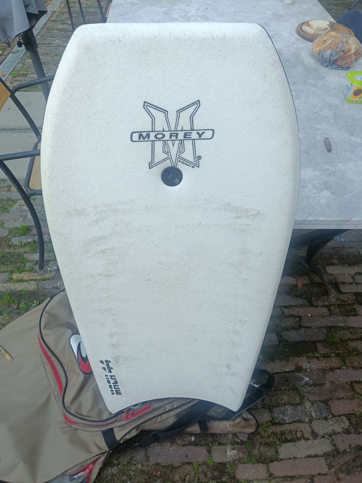 Morey Bodyboard met vinnen en Rip Curl draagtas, Watersport en Boten, Ophalen, Gebruikt, Overige typen, Met vinnen