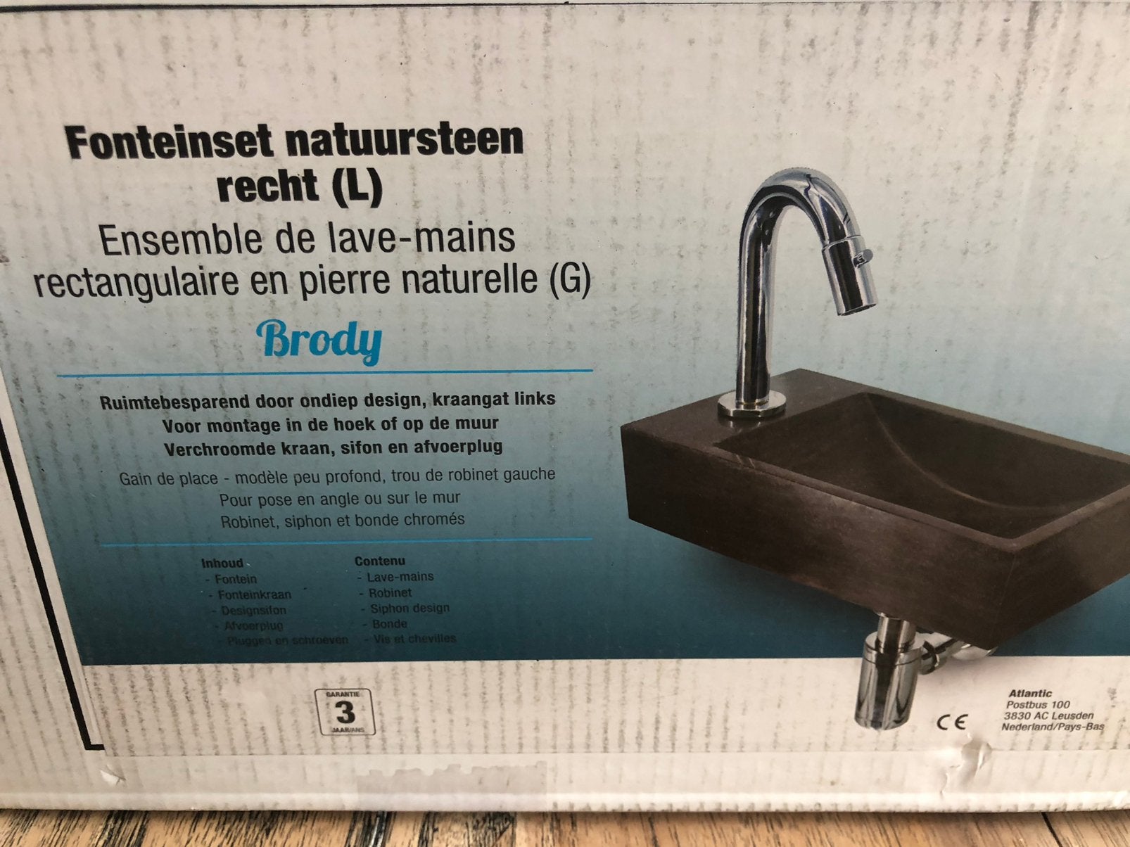Fonteinset natuursteen, Ophalen, Nieuw, Wastafel