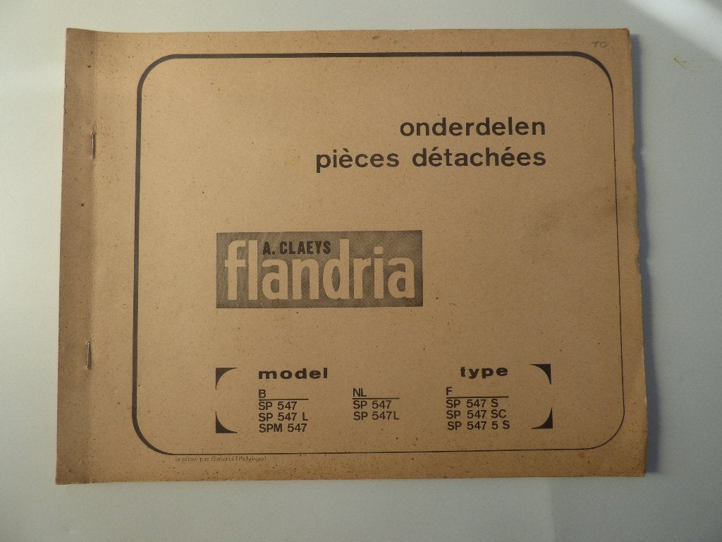 FLANDRIA ONDERDELENLIJST MODEL SP547-SP547L -SPM547, Ophalen of Verzenden, Gebruikt