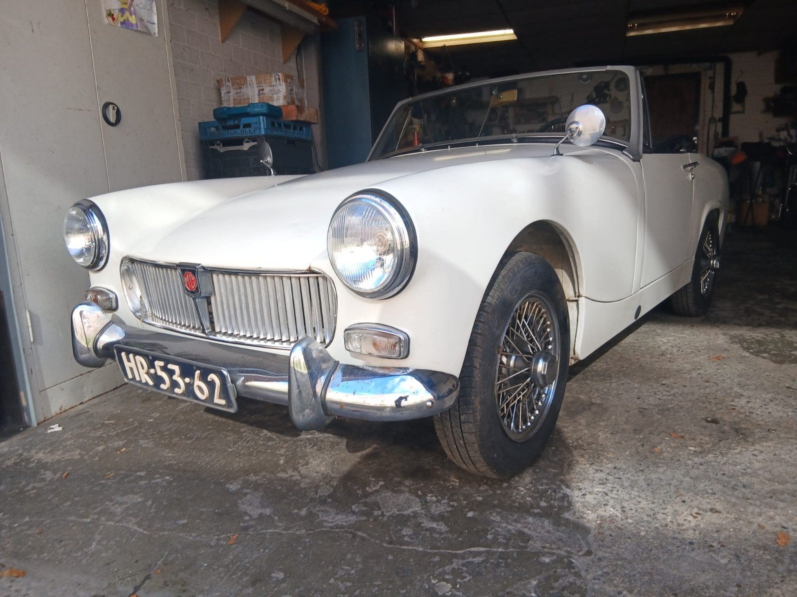 MG Midget 1.1 1964 Wit origineel ned kenteken, Auto's, Zwart, Cabriolet, Wit, Origineel Nederlands
